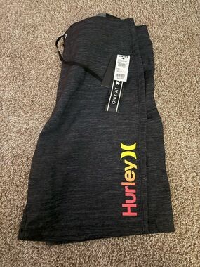 Hurley Black Tag with Multicolor Ombre Logo Strip